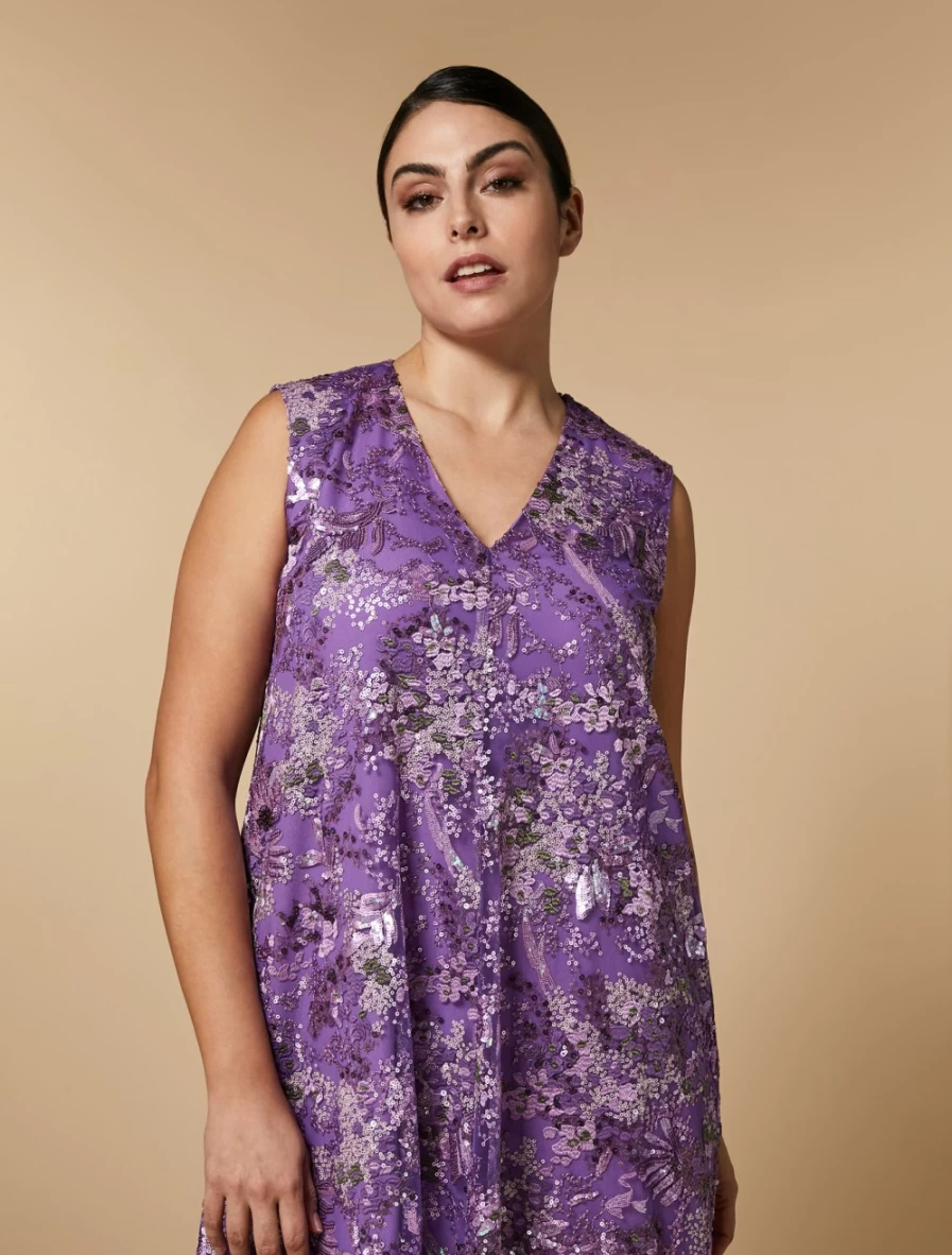 Marina Rinaldi Women's Wisteria Long Embroidered Tulle Dress