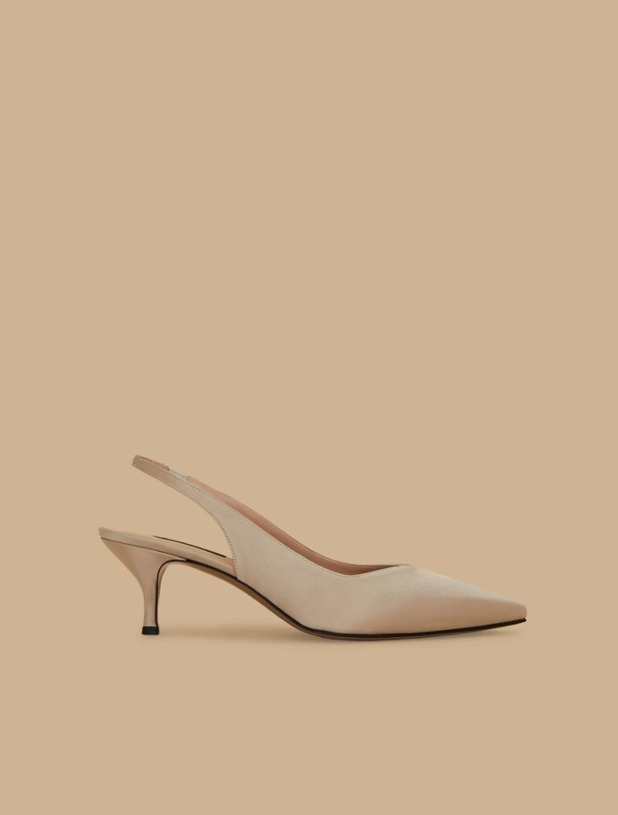 Marina Rinaldi Women's Beige Satin Sling-Back Court Shoes