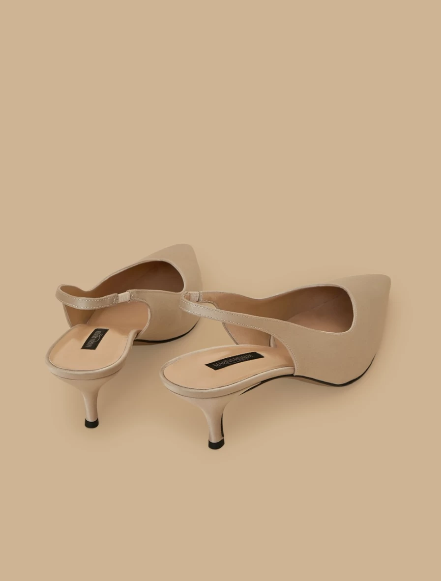 Marina Rinaldi Women's Beige Satin Sling-Back Court Shoes
