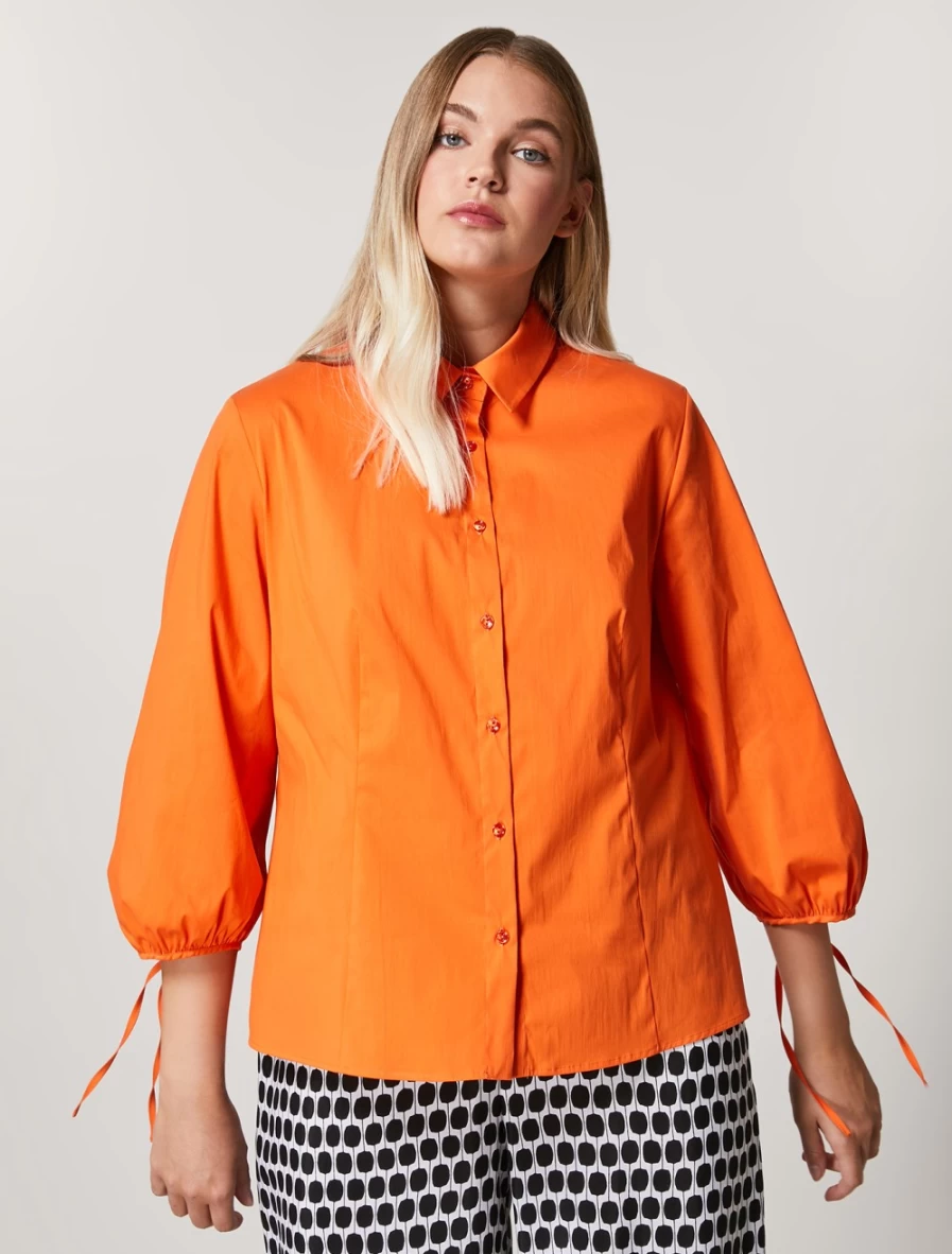 Marina Rinaldi Women's Orange Cotton Nylon Poplin Shirt