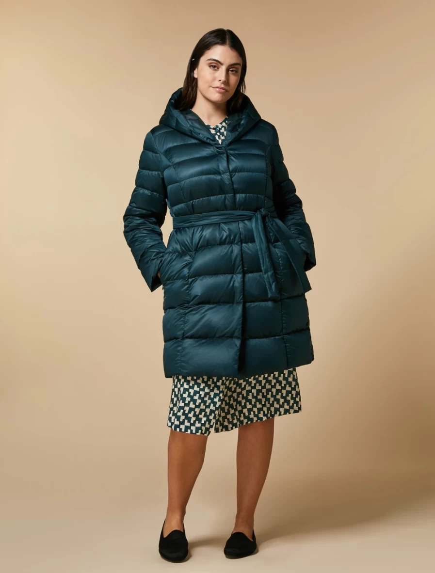 Marina Rinaldi Women's Dark Green Technical Satin Down Jacket – Warm Winter Coat