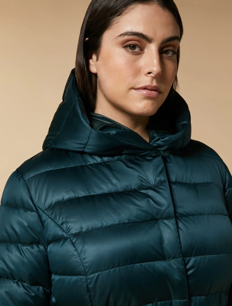 Marina Rinaldi Women's Dark Green Technical Satin Down Jacket – Warm Winter Coat