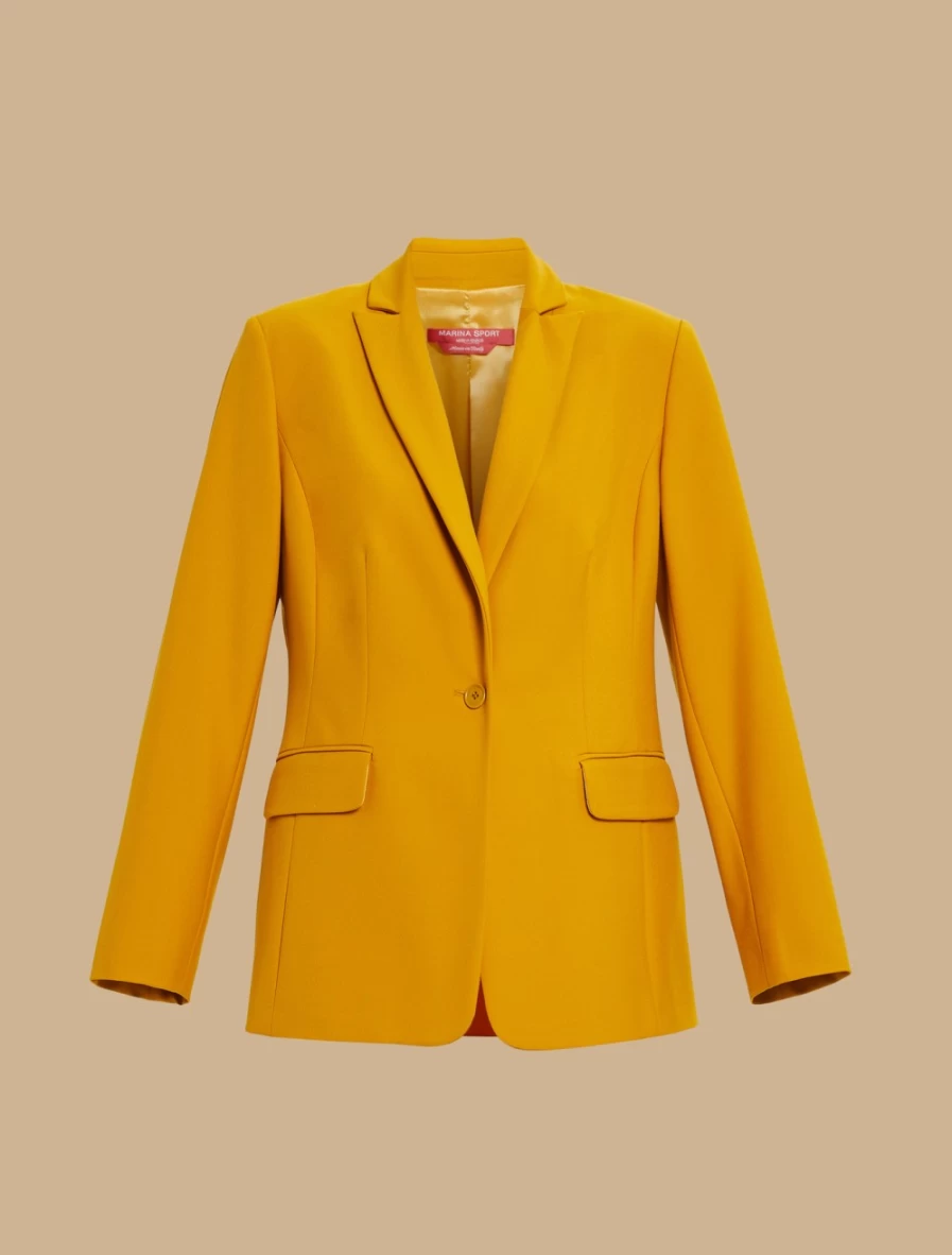 "Marina Rinaldi Women's Mustard Viscose-Blend Blazer Jacket"