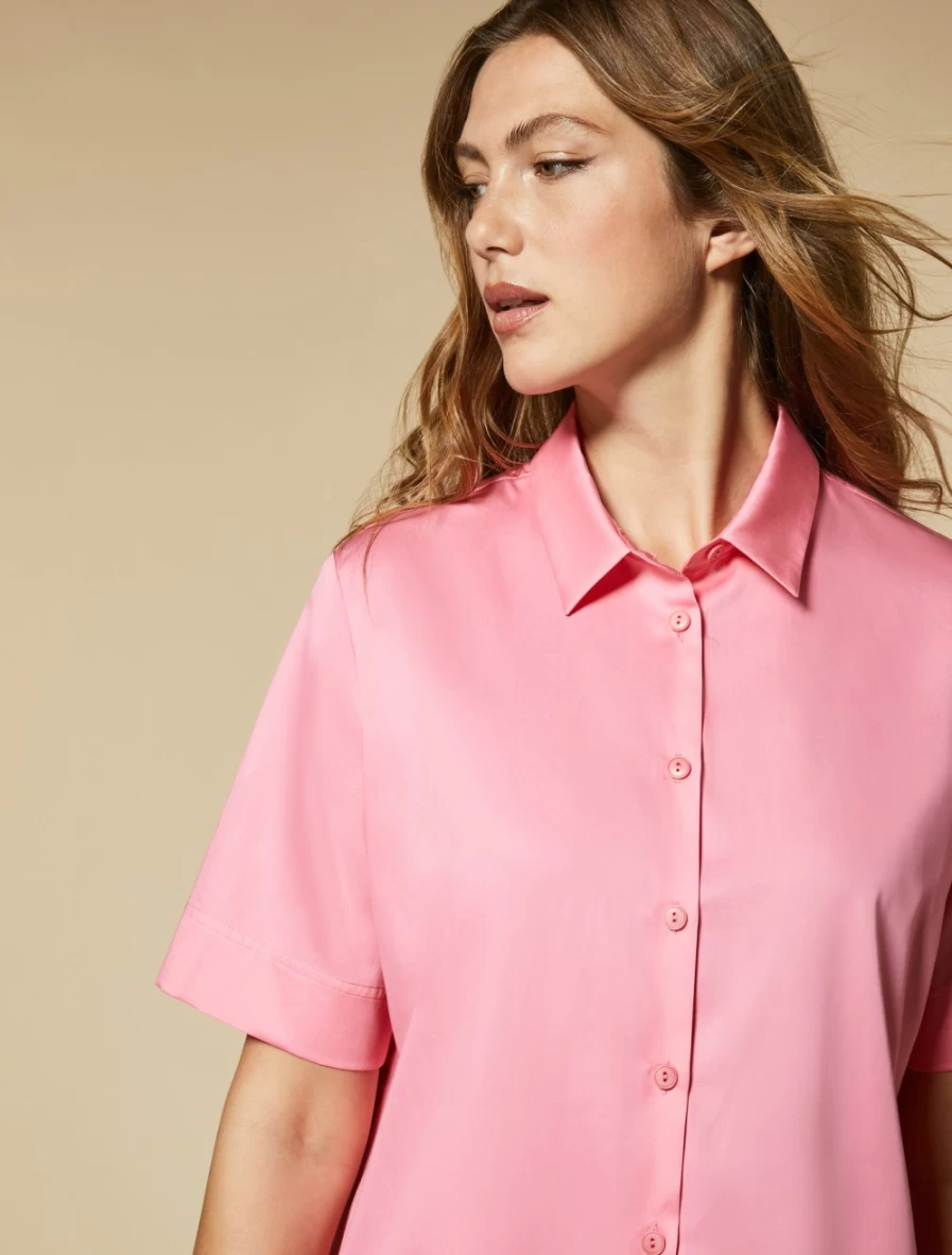 Marina Rinaldi Women's Fuchsia Cotton Satin Shirt - Elegant Blouse for Women