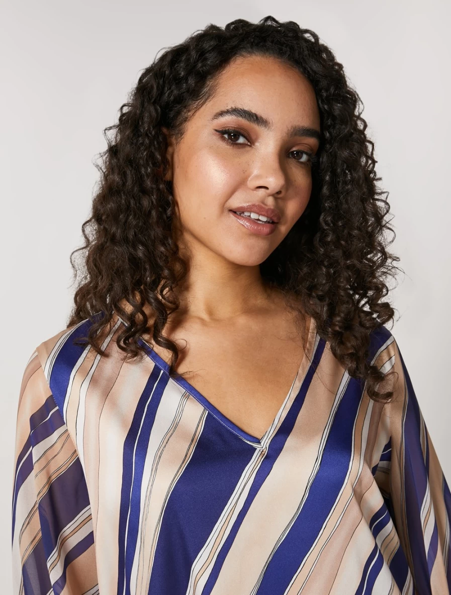 "Marina Rinaldi Women's Beige Georgette Twill Blouse | Elegant Casual Top"