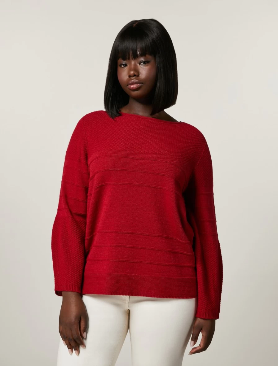 "Marina Rinaldi Women's Red Wool Viscose Alpaca Blend Sweater"