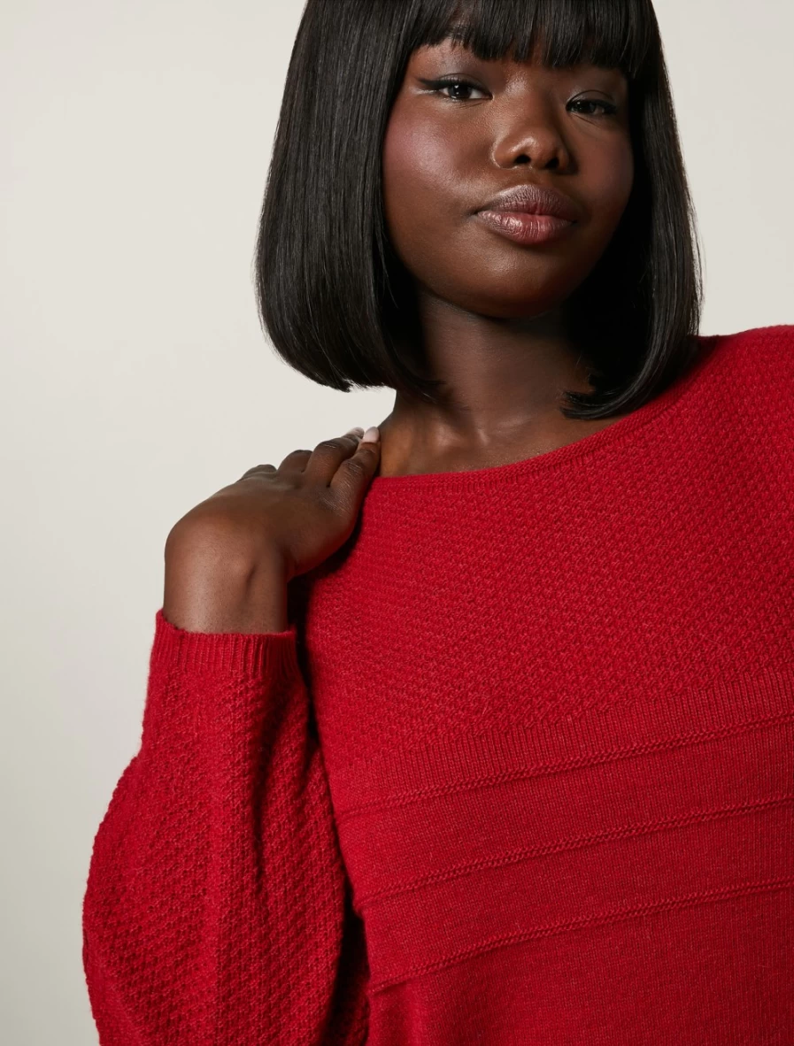 "Marina Rinaldi Women's Red Wool Viscose Alpaca Blend Sweater"