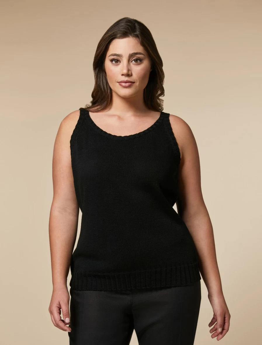 "Marina Rinaldi Women's Black Cotton Sweater - Soft & Stylish Knit Top"
