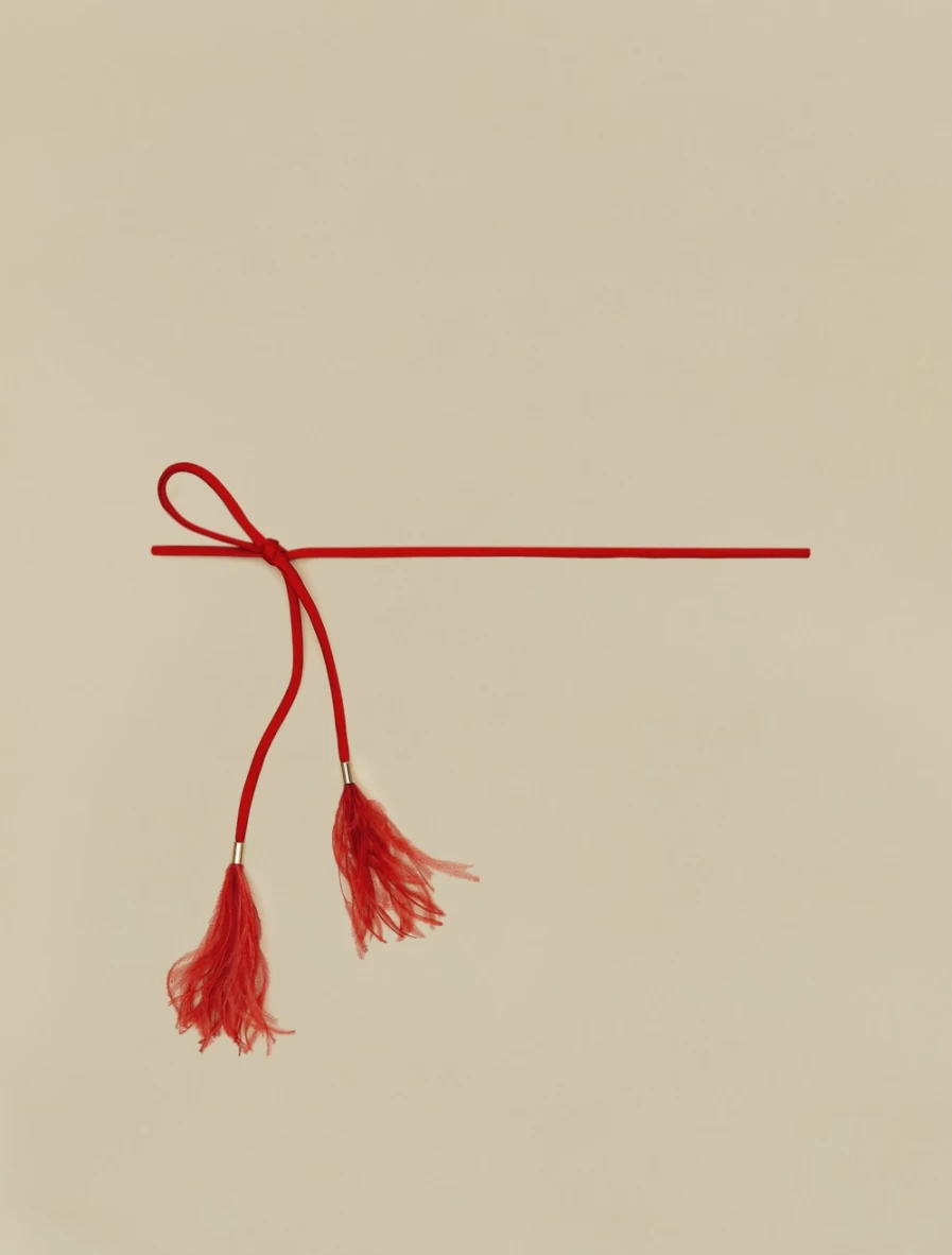 "Marina Rinaldi Women's Red Feather-Embellished Belt"