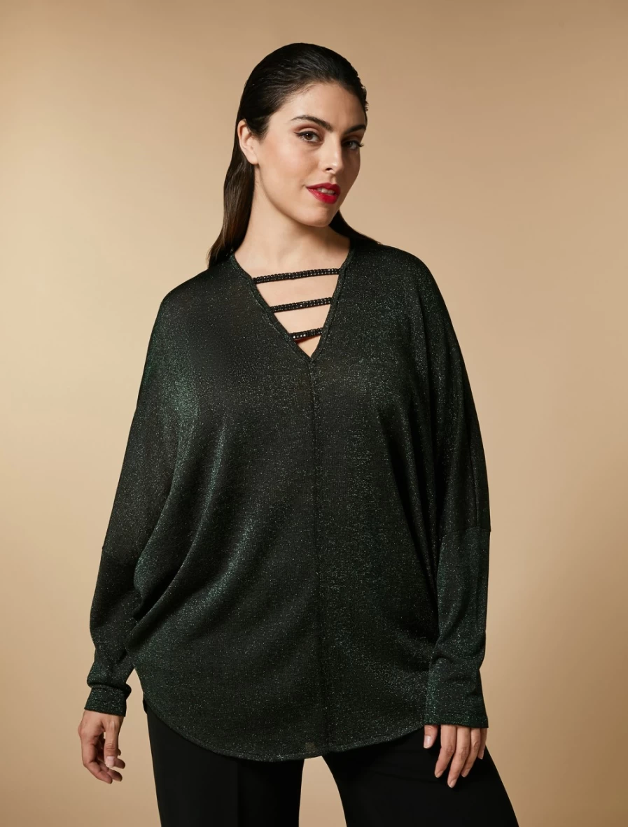Marina Rinaldi Women's Dark Green Lurex Viscose Sweater