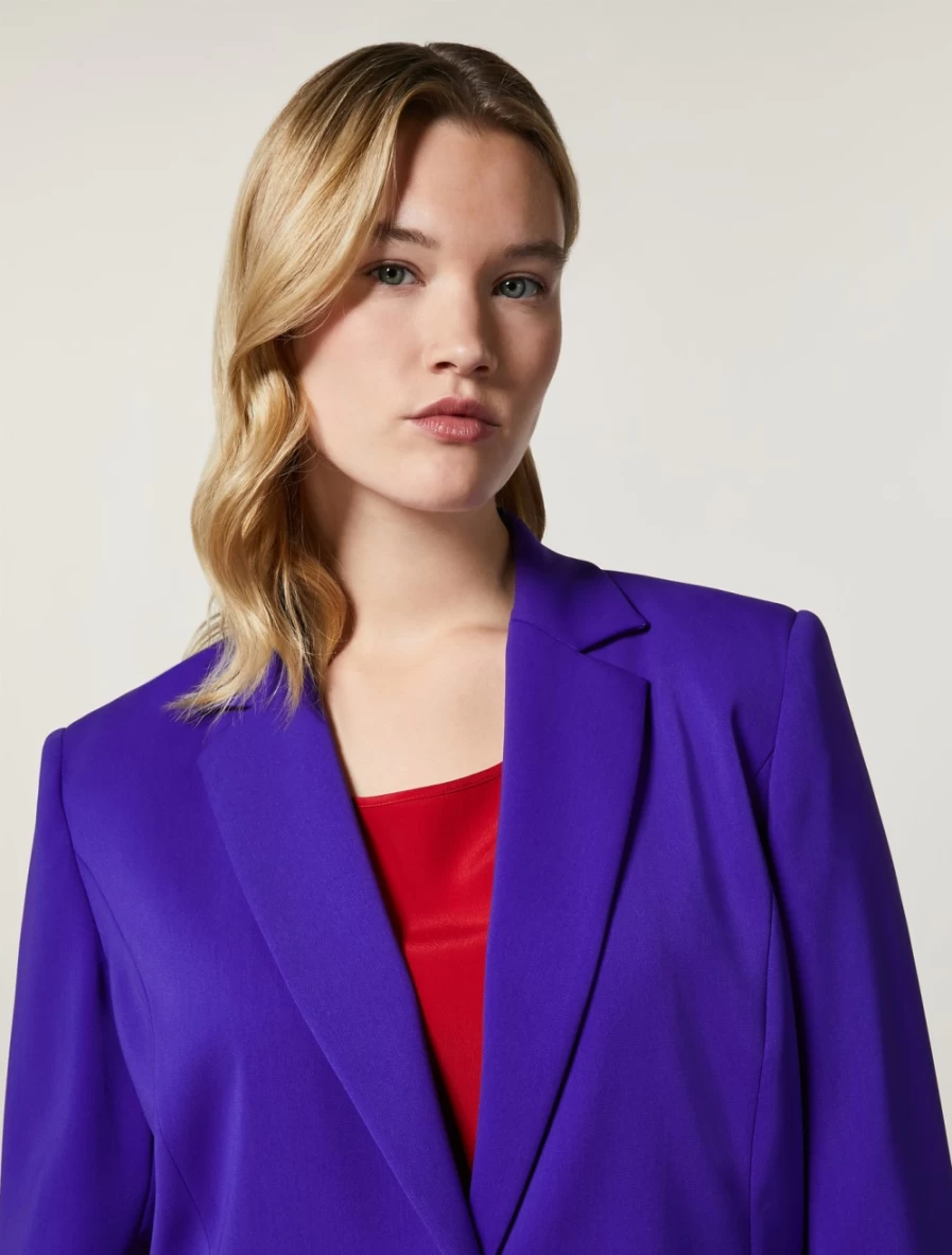 Marina Rinaldi Women's Purple Fluid Stretch Fabric Blazer – Elegant Tailored Fit