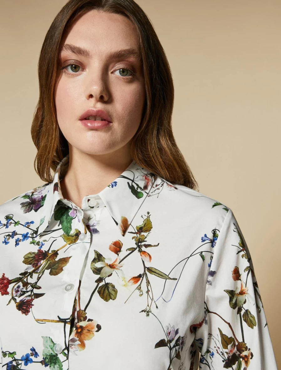 Marina Rinaldi Women's White Printed Poplin Shirt