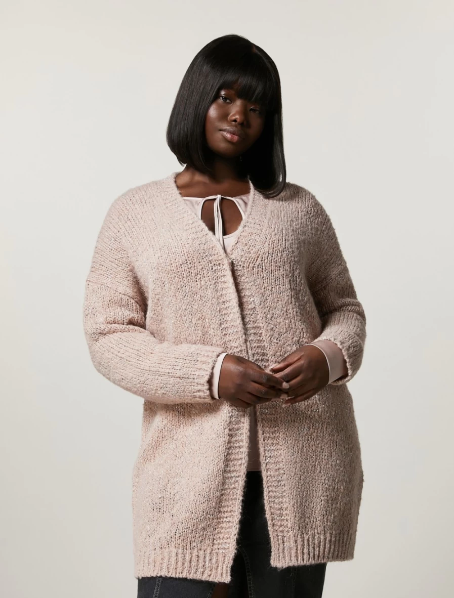 "Marina Rinaldi Women's Pink Alpaca Wool Knit Coat"