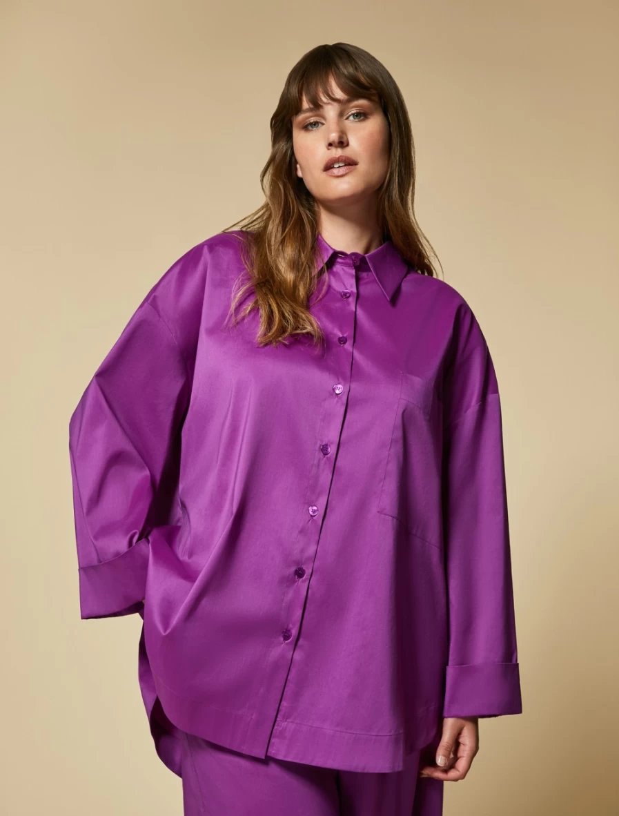 "Marina Rinaldi Women's Fuchsia Cotton Poplin Shirt"
