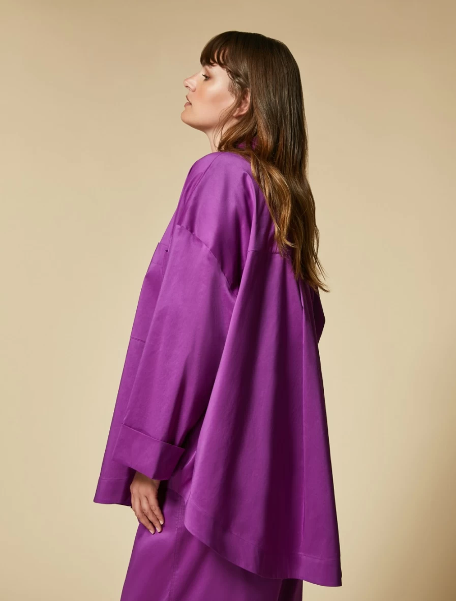 "Marina Rinaldi Women's Fuchsia Cotton Poplin Shirt"