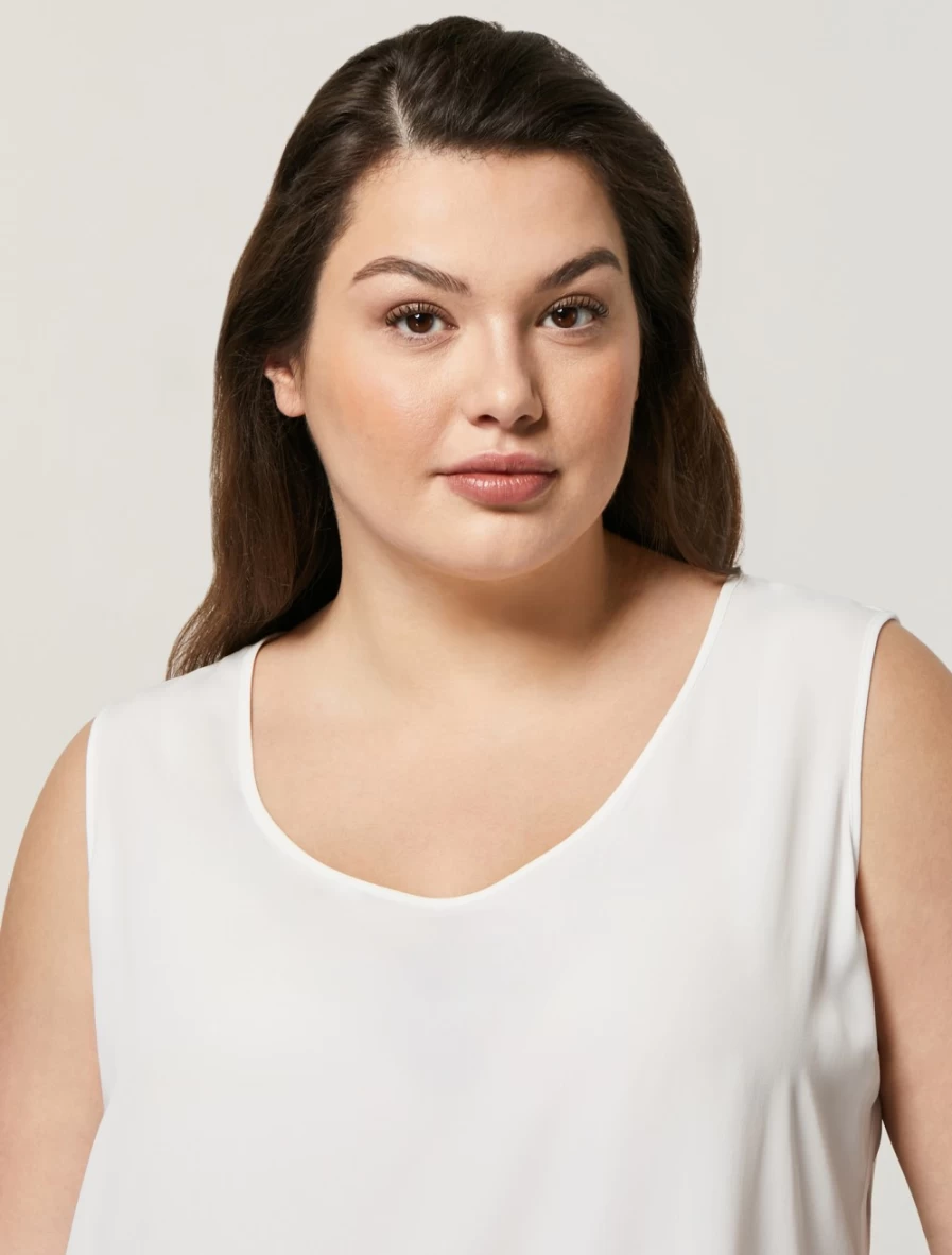Marina Rinaldi Women's White Silk-Blend Top