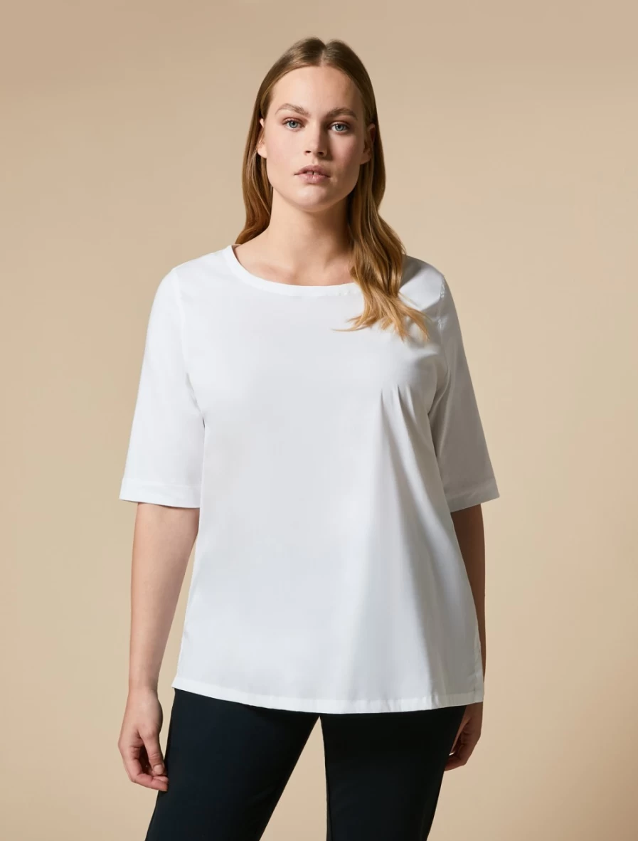 Marina Rinaldi Women's White Poplin & Jersey Blend T-Shirt