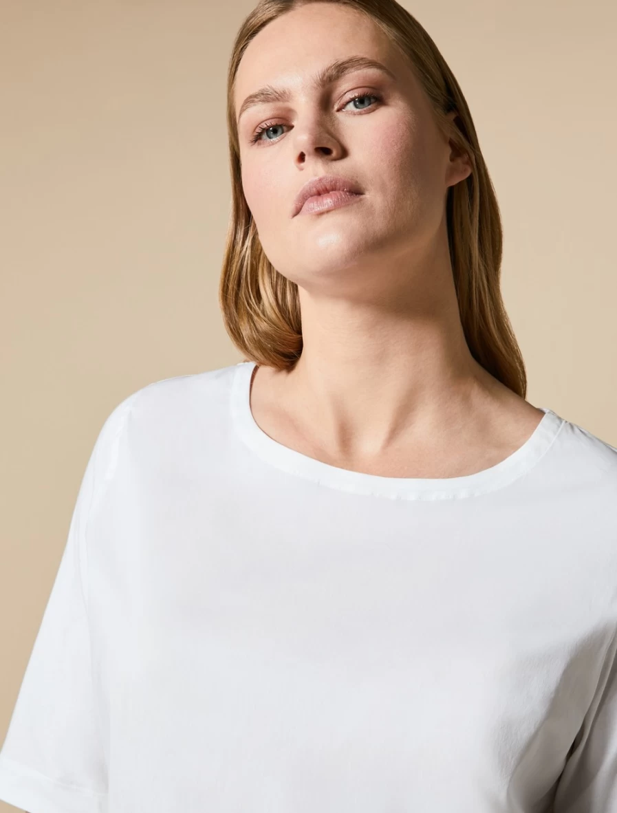 Marina Rinaldi Women's White Poplin & Jersey Blend T-Shirt