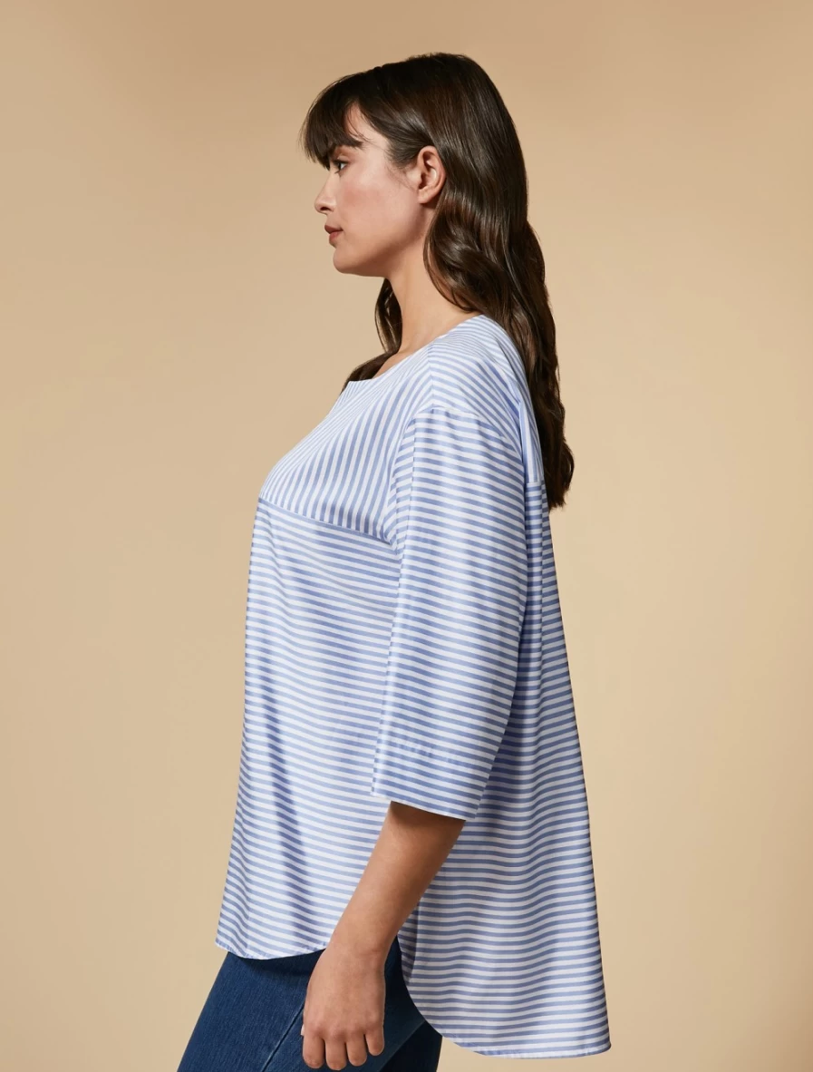 Marina Rinaldi Women's White Yarn-Dyed Viscose-Blend Blouse