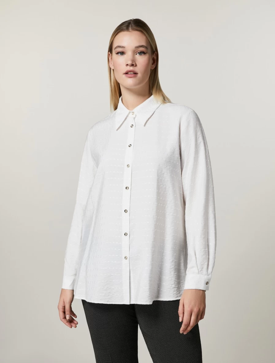 Marina Rinaldi Women's White Jacquard Fabric Tunic Top