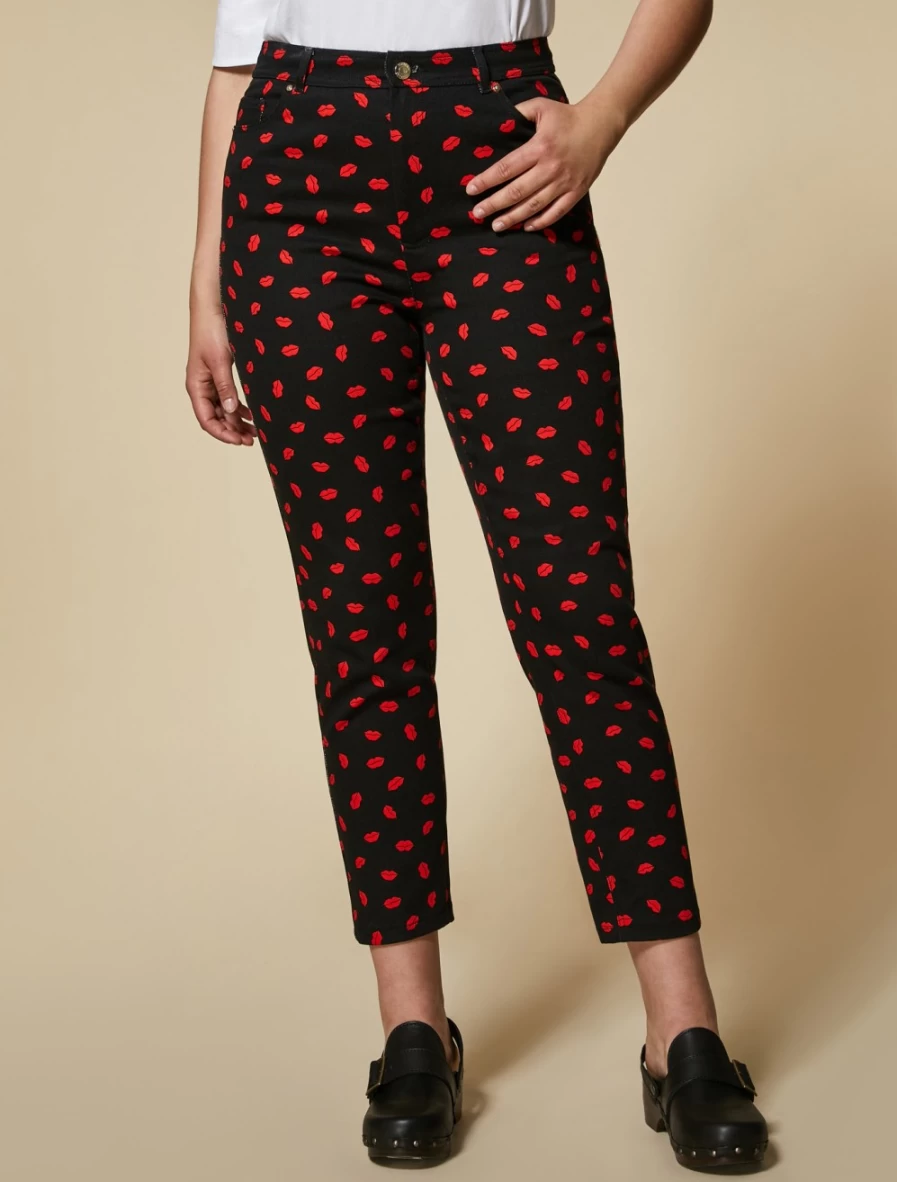 Marina Rinaldi Women's Black Slim-Fit Cotton Bull Denim Trousers