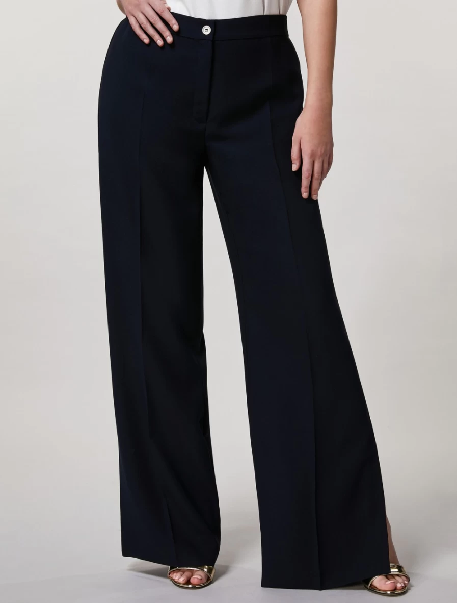 Marina Rinaldi Women's Dark Navy Crepe Envers Satin Trousers