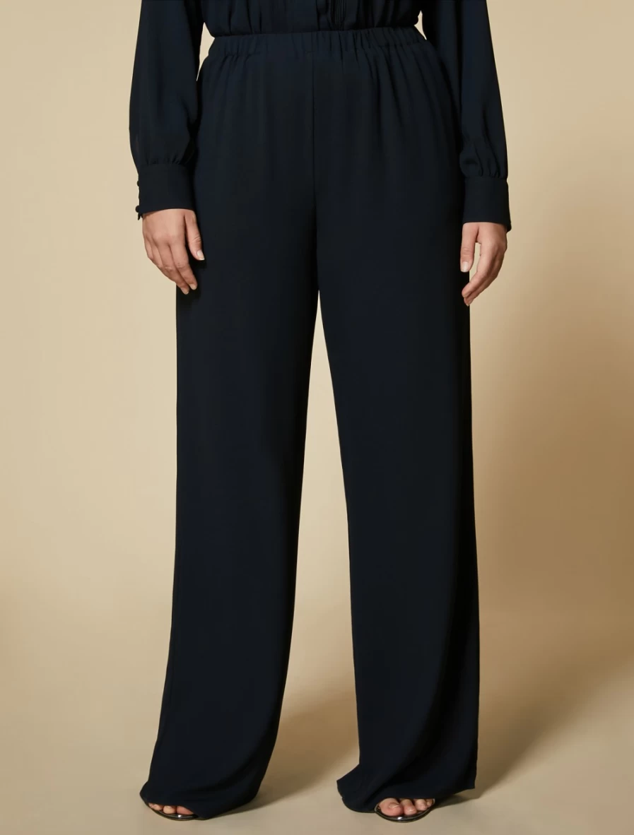 Marina Rinaldi Women's Lightweight Crepe Trousers in Dark Navy