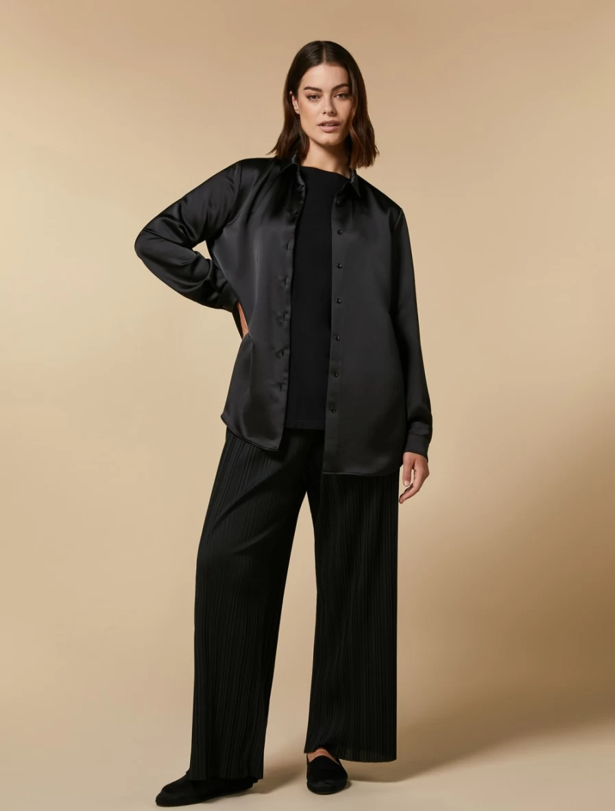 Marina Rinaldi Women's Black Pleated Jersey Trousers