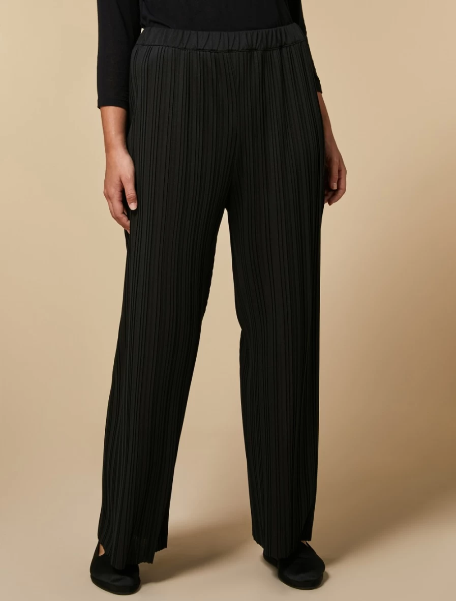 Marina Rinaldi Women's Black Pleated Jersey Trousers