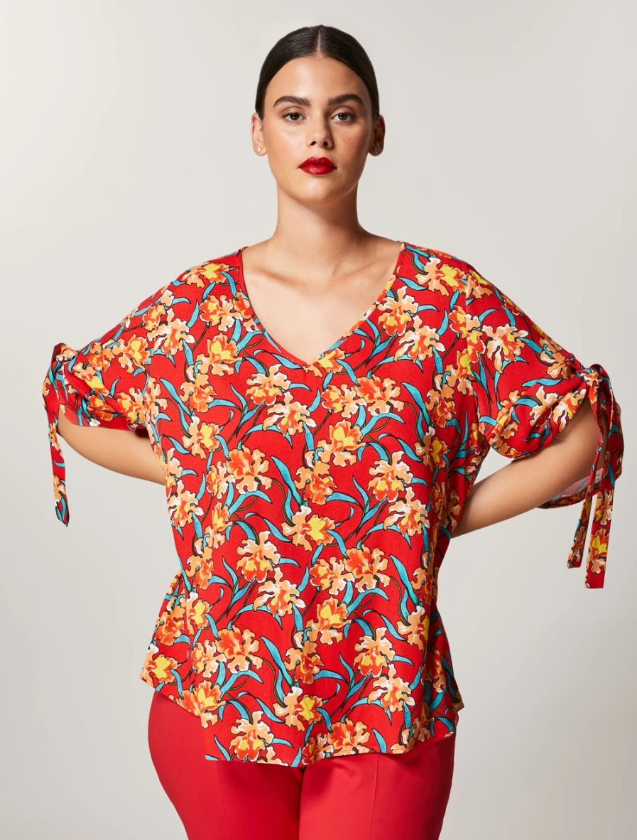 Marina Rinaldi Women's Red Printed Viscose Blouse