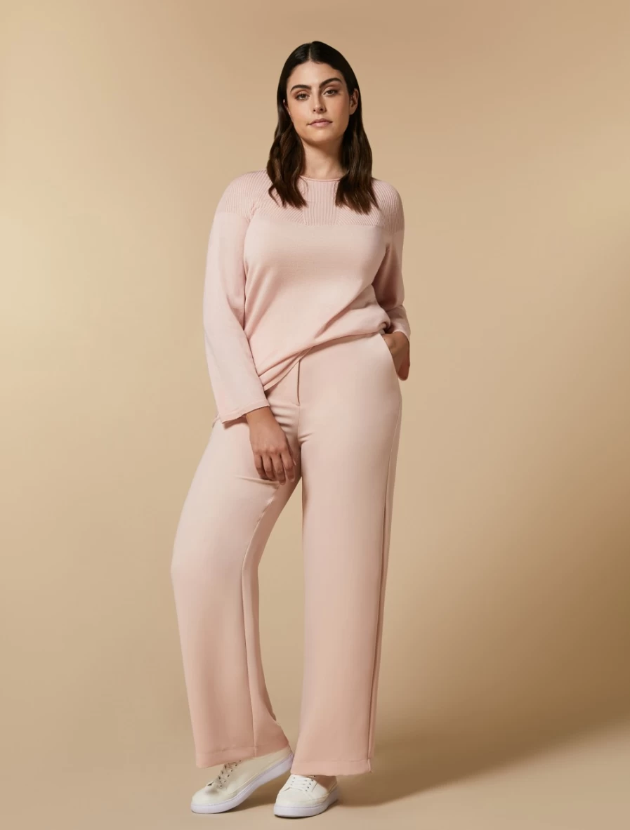 Marina Rinaldi Women's Pink Fluid Fabric Trousers | Comfortable & Stylish
