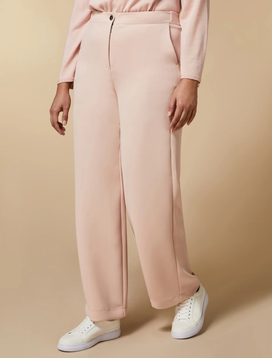 Marina Rinaldi Women's Pink Fluid Fabric Trousers | Comfortable & Stylish