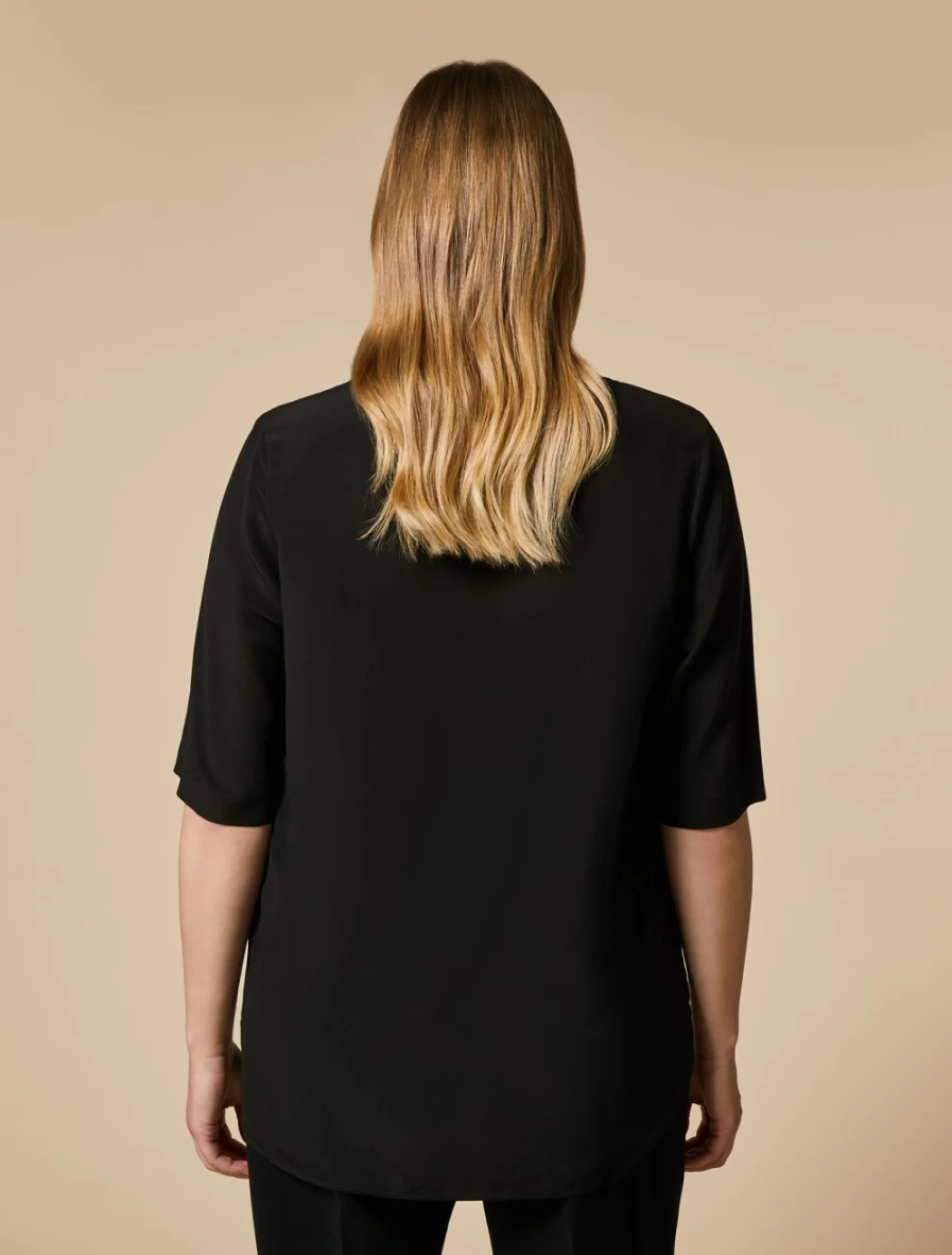 "Marina Rinaldi Women's Black Silk Blouse – Elegant Luxury Top"