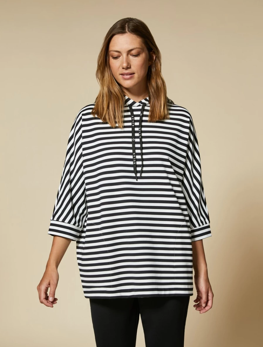 "Marina Rinaldi Women's White Stretch Cotton Sweatshirt | Comfort Fit Casual Pullover"