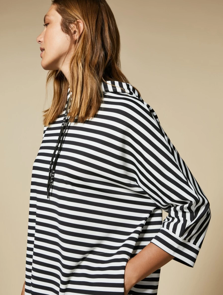 "Marina Rinaldi Women's White Stretch Cotton Sweatshirt | Comfort Fit Casual Pullover"