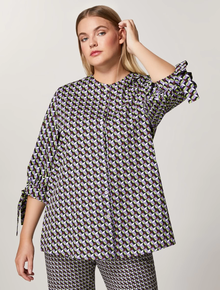 "Marina Rinaldi Women's Purple Cotton Poplin Tunic Top"