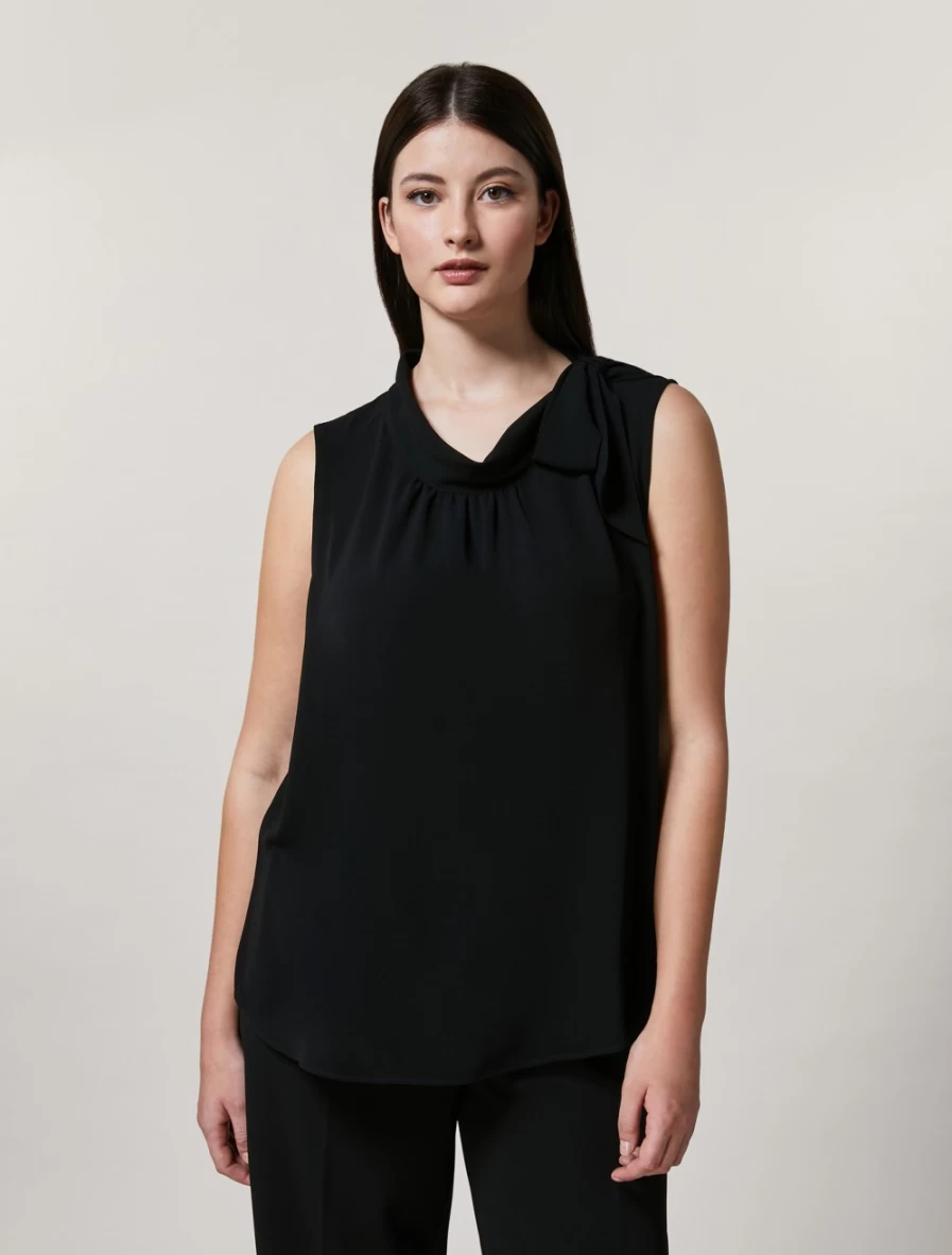 Marina Rinaldi Women's Black Fluid Draped Top - Elegant Draping Blouse for Women