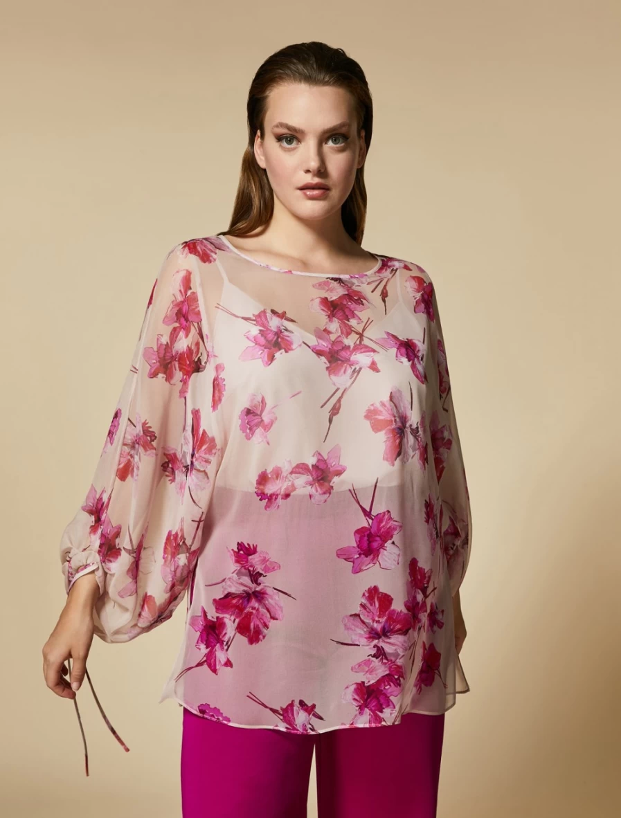 "Marina Rinaldi Women's Pink Printed Silk Georgette Tunic"