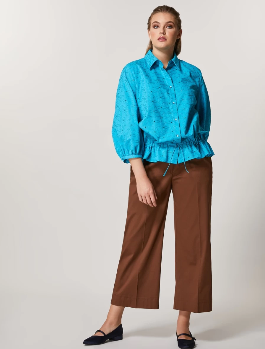 Marina Rinaldi Women's Brown Cotton Twill Trousers