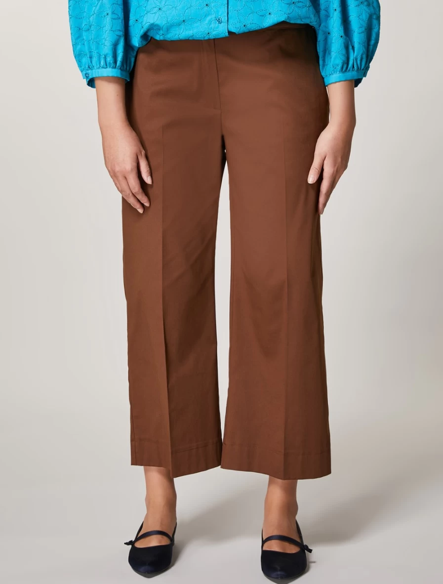 Marina Rinaldi Women's Brown Cotton Twill Trousers