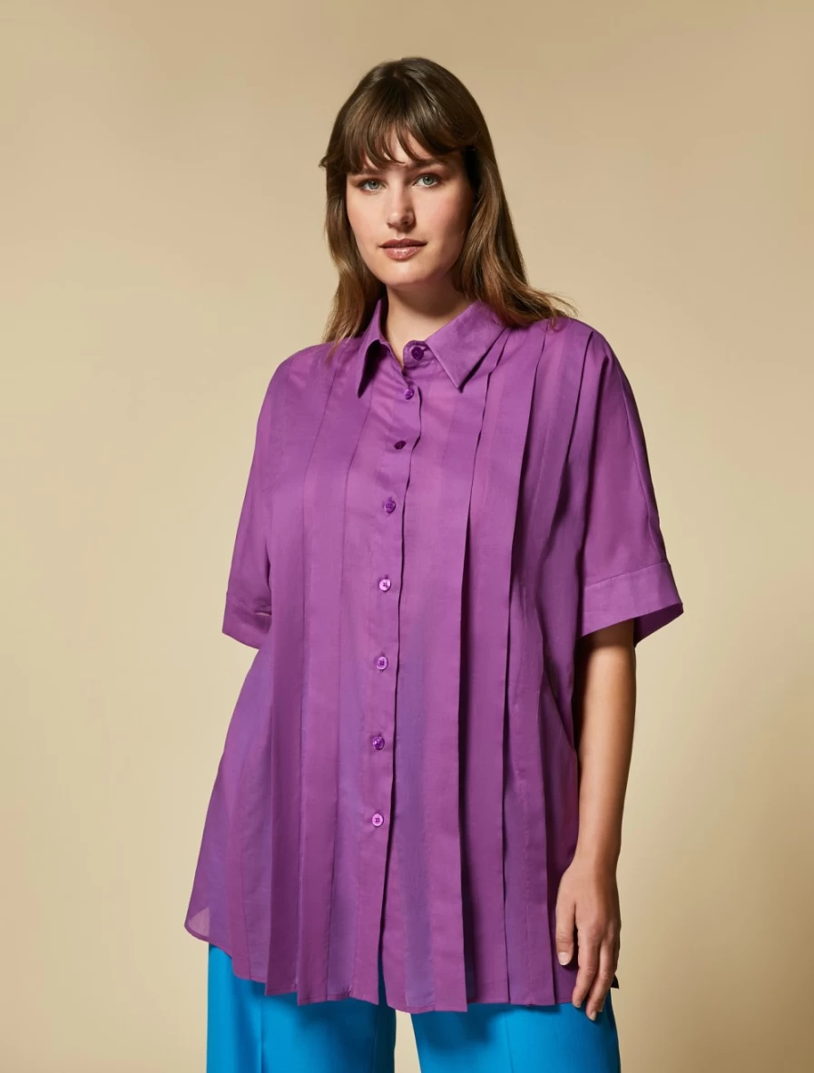 Marina Rinaldi Women's Fuchsia Cotton Voile Shirt - Lightweight & Breathable Top