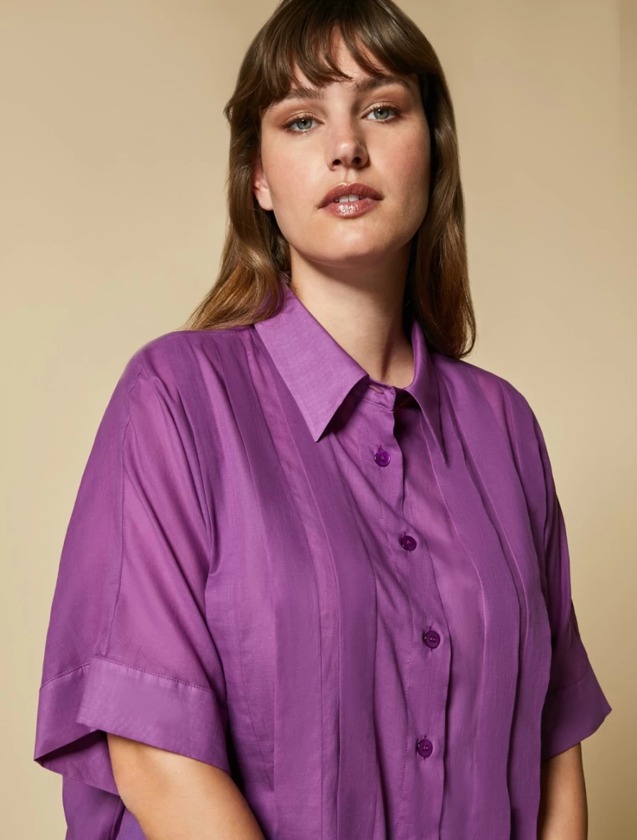 Marina Rinaldi Women's Fuchsia Cotton Voile Shirt - Lightweight & Breathable Top