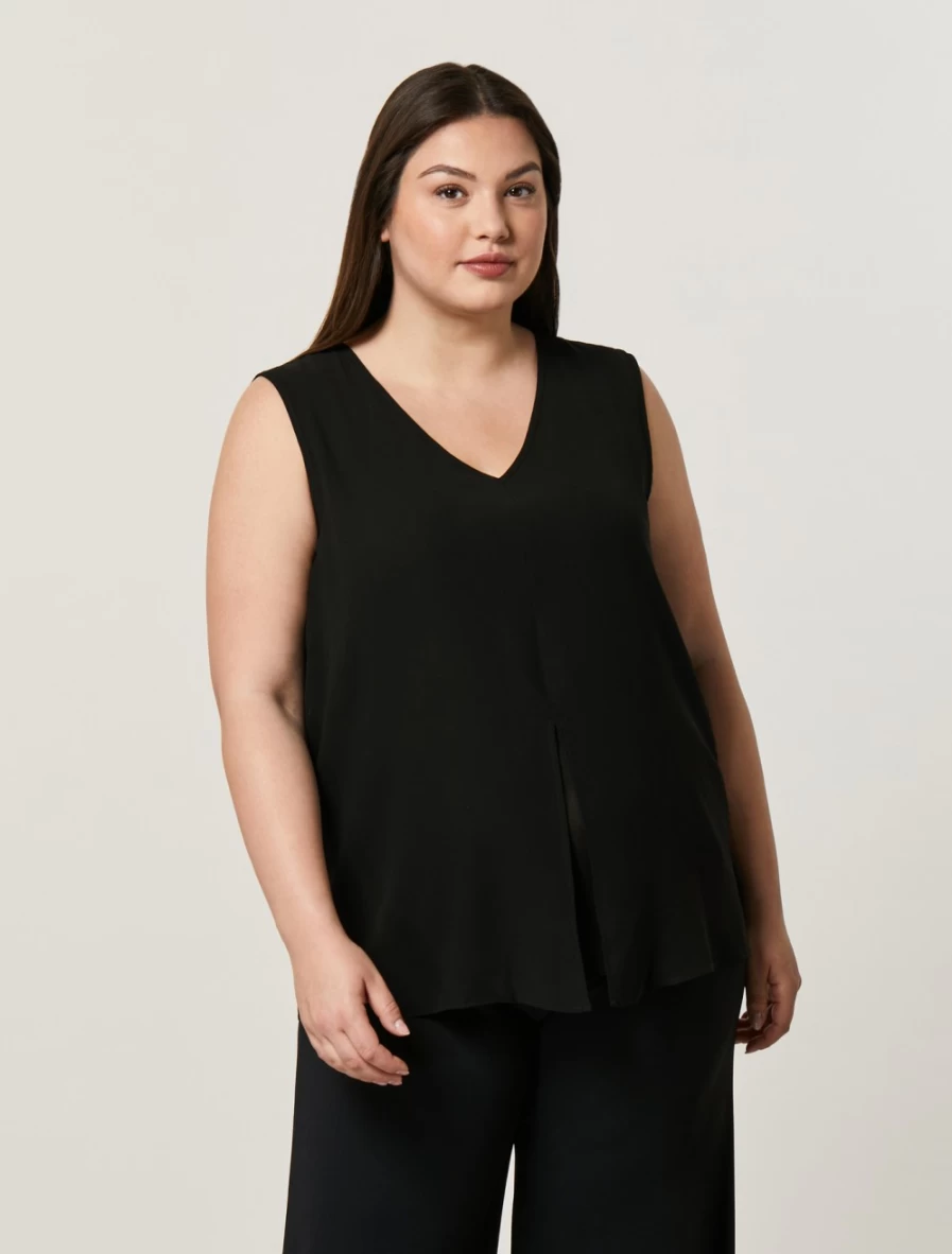 "Marina Rinaldi Women's Black Georgette Top – Elegant Blouse for Stylish Outfits"
