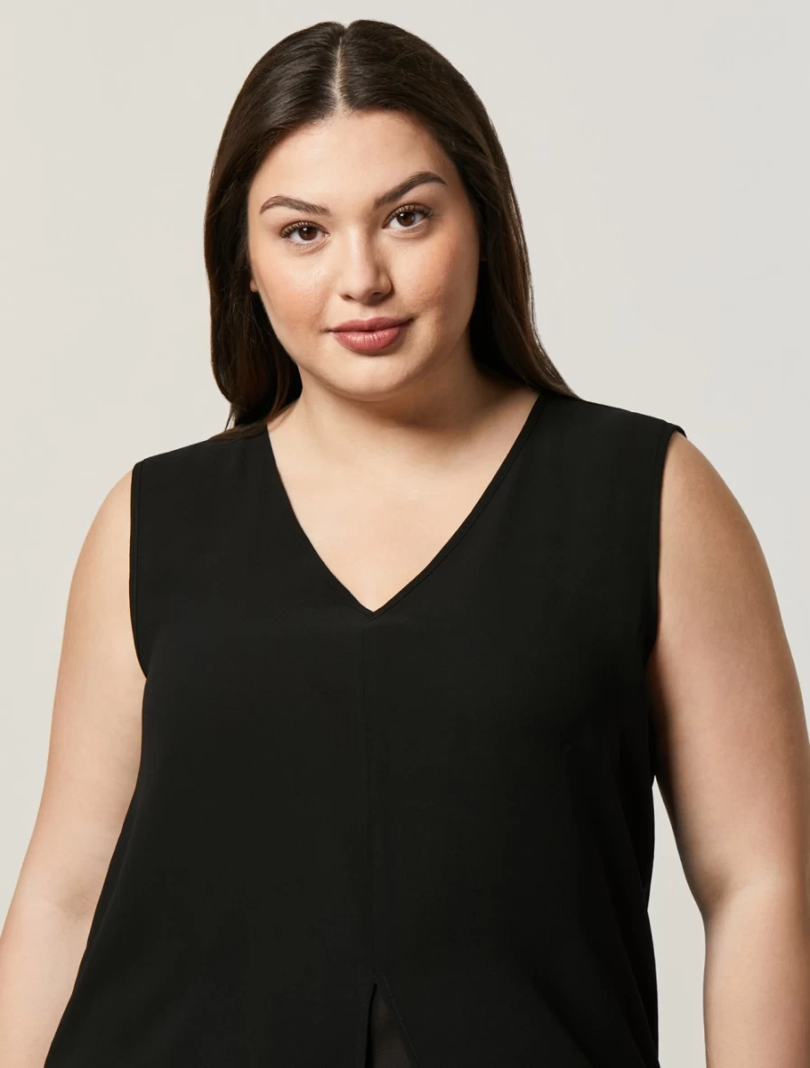 "Marina Rinaldi Women's Black Georgette Top – Elegant Blouse for Stylish Outfits"