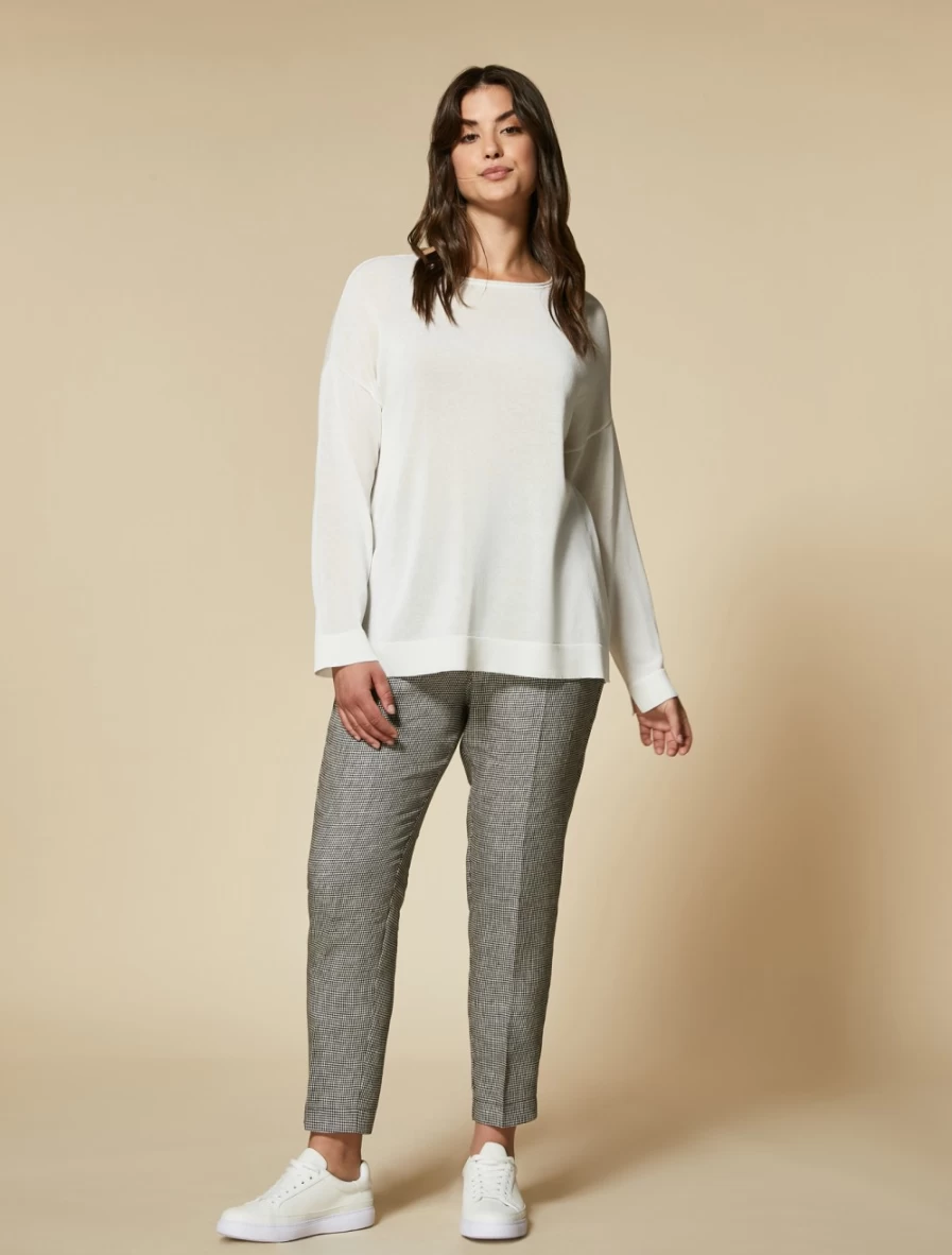 Marina Rinaldi Women's Black Dyed Linen Trousers for Elegant Comfort
