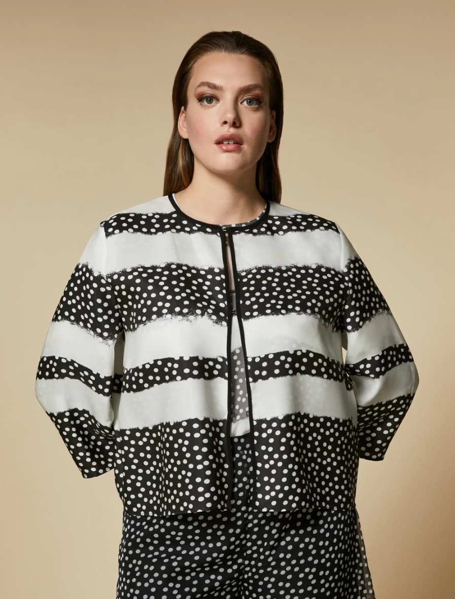 "Marina Rinaldi Women's White Printed Gazar Tunic Top"