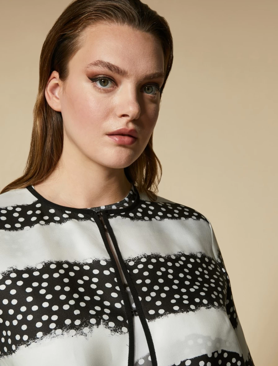 "Marina Rinaldi Women's White Printed Gazar Tunic Top"
