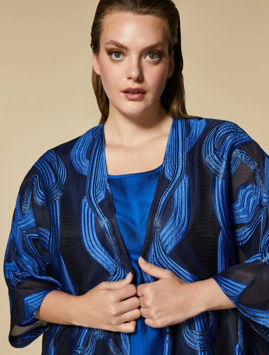 Marina Rinaldi Women's Dark Navy Organza Fil Coup Elegant Tunic Top