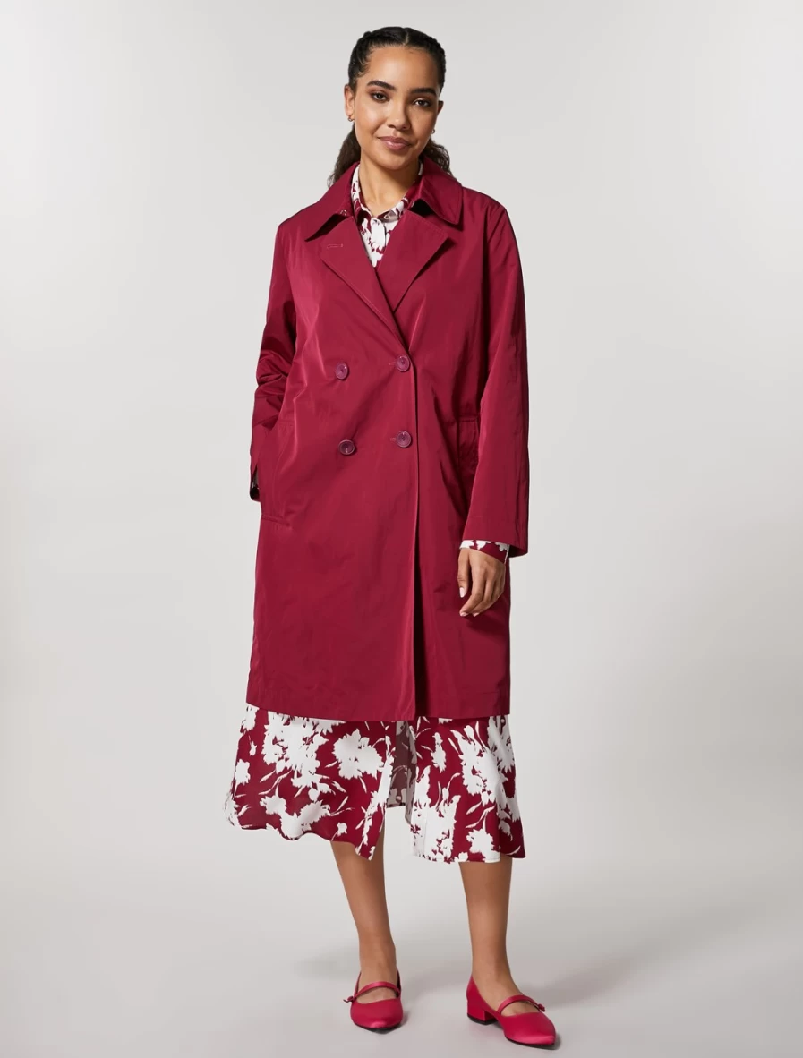 Marina Rinaldi Women's Bordeaux Water-Repellent Memory Trench Coat