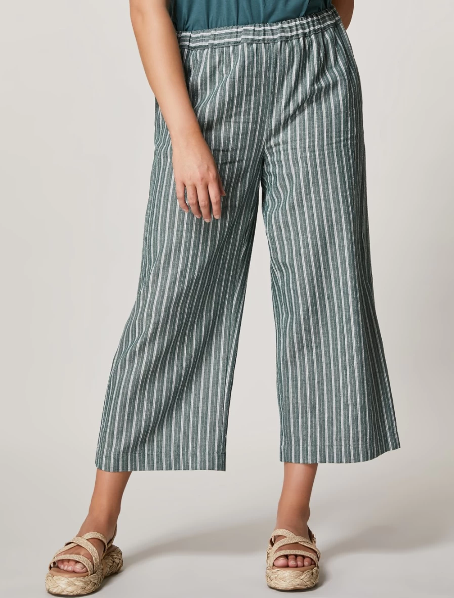 Marina Rinaldi Women's Dark Green Linen Cotton Trousers